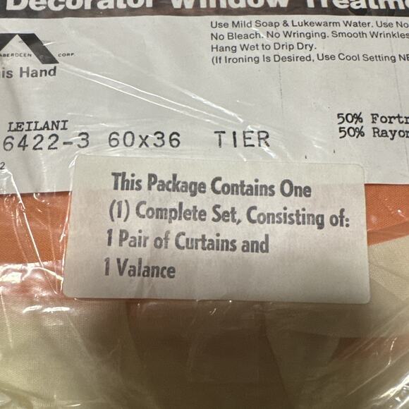 Vintage Louis Hand curtain set -2 Curtains And Valance-Leilani 60 x 36 - Picture 4 of 4